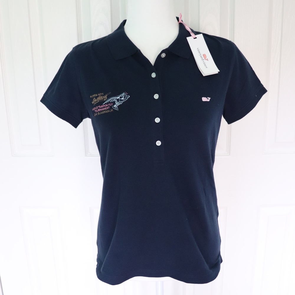 VINEYARD VINES Navy Shoreline Polo Solid Women’s S